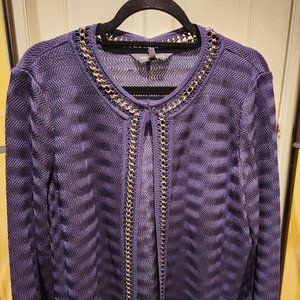 Ming Wang Navy Sweater Set Gold trim Large